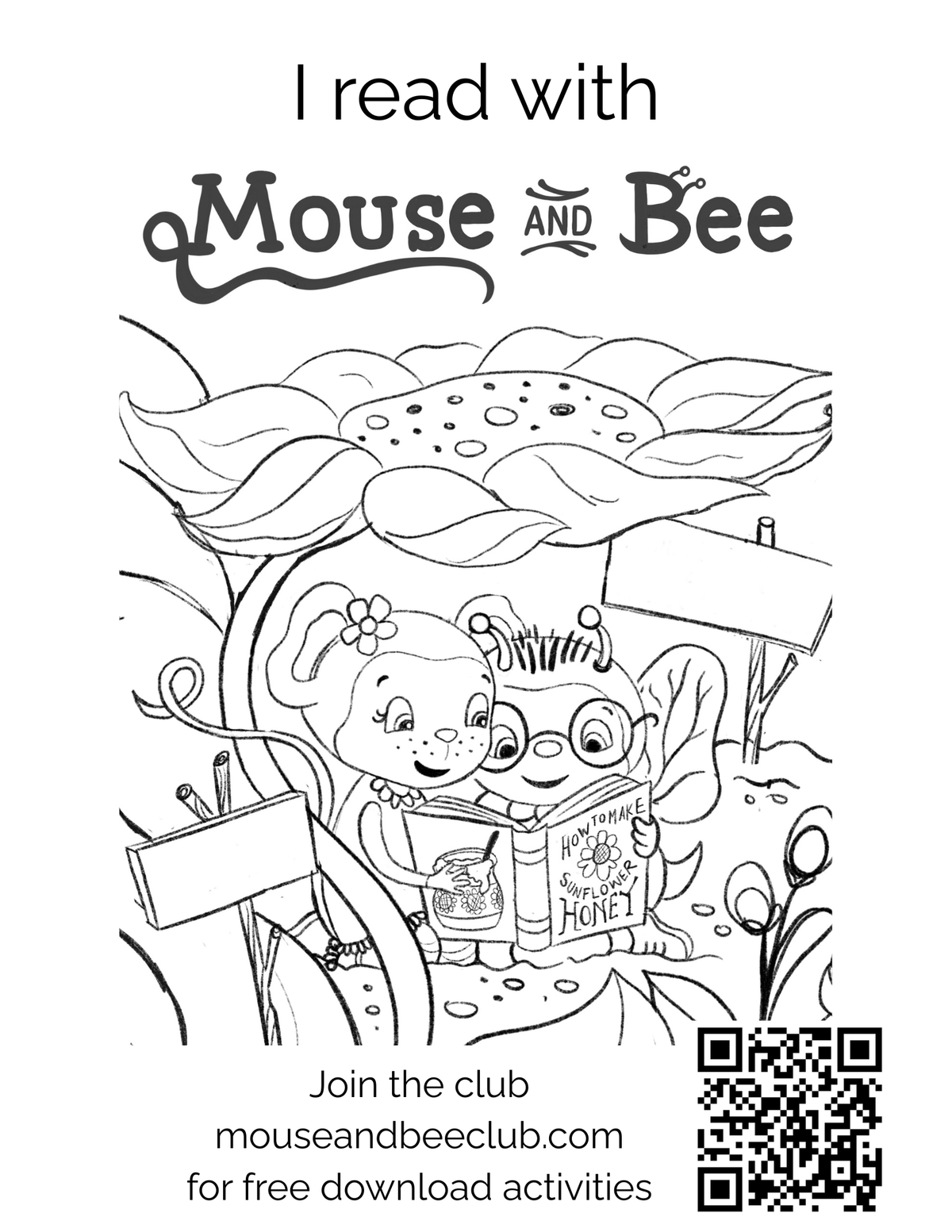 Mouse Reading Colouring I READ Coloring Sheet – Mouse and Bee
