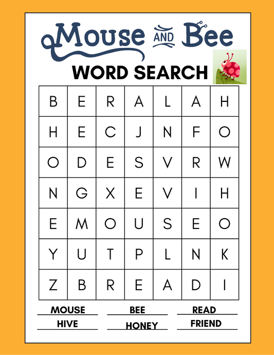 Mouse and Bee Word Search